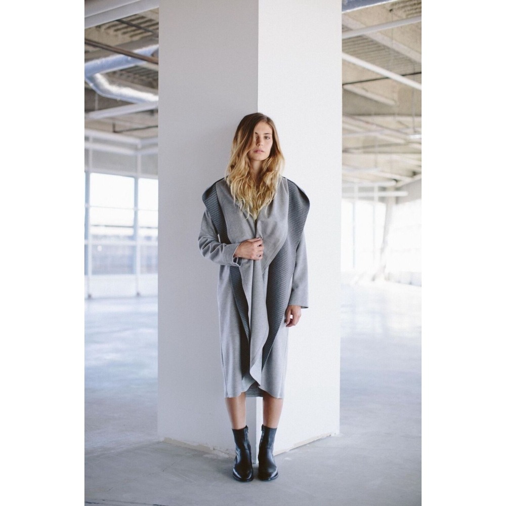 SOSKEN Brandy Waterfall Woll Blend Coat in Gray Sz M